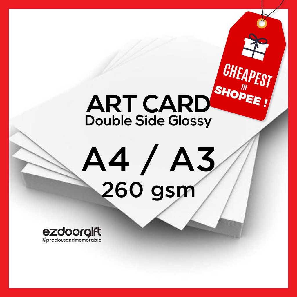 Shop Malaysia Artcard 260 Gsm A4 A3 10 50 100 Pcs Semi Glossy Art Card Kertas Kad Invitation Card Shopee Singapore