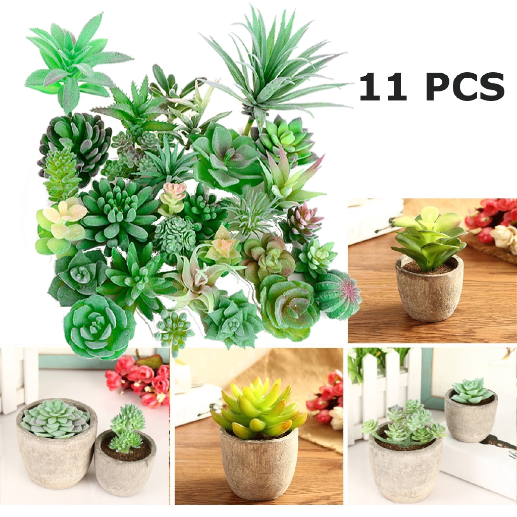 11pcs Artificial Succulent Flower Floral Plants Home Garden Diy