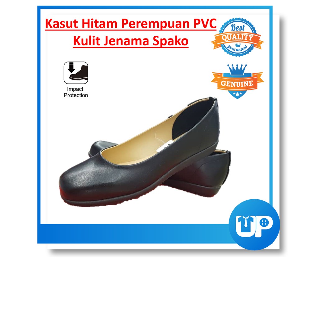 Kasut Hitam Sarung Perempuan PVC Kulit Jenama Spako / PVC Leather Woman