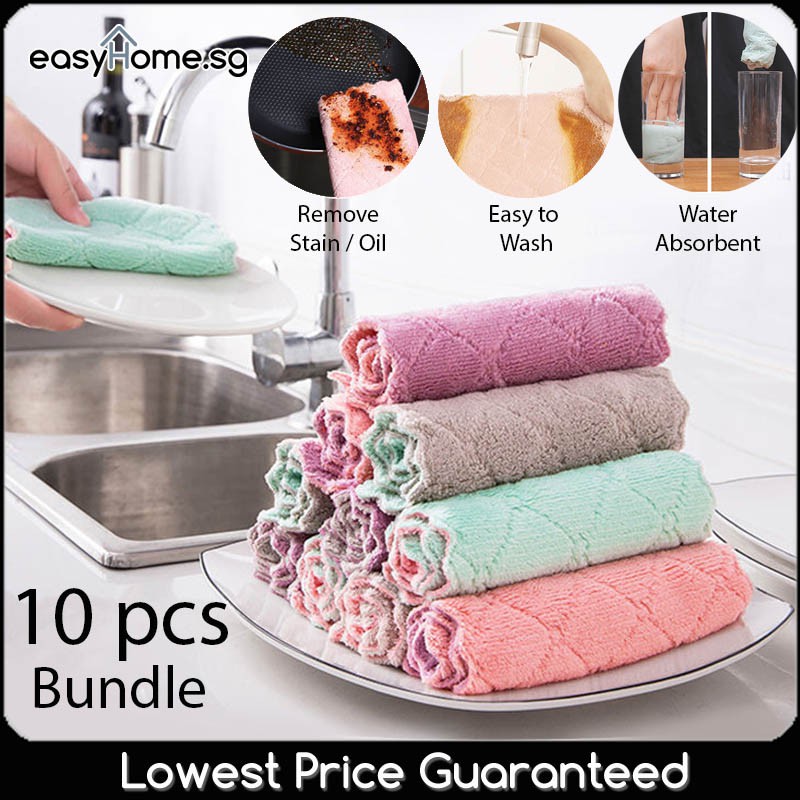 10pcs Super Absorbent Microfiber Dish Washing Cloth Towel Kitchen Cleaning Towel