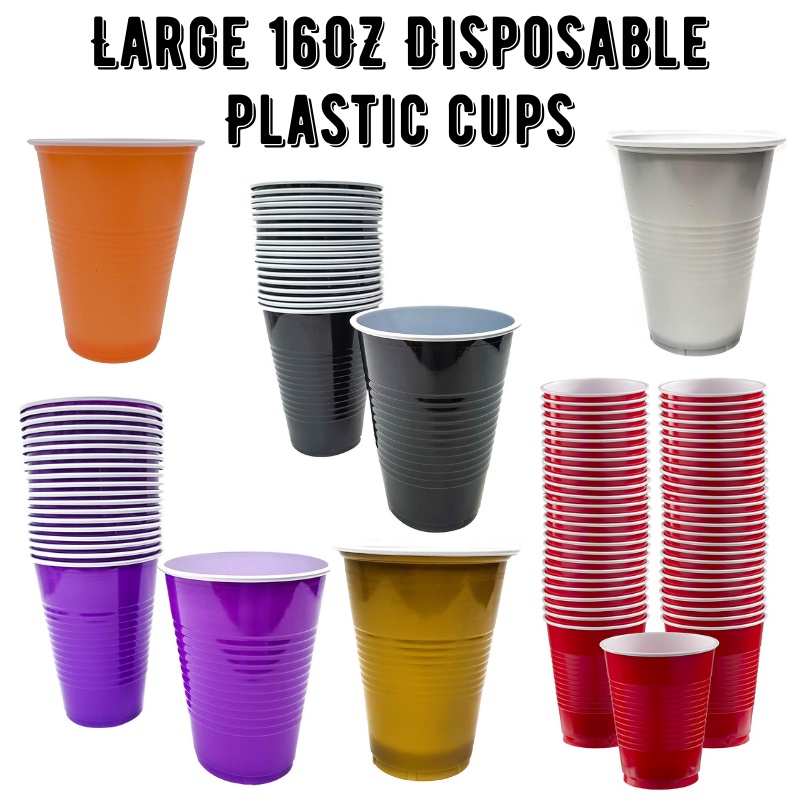 [SG Stock] 16oz Large Disposable Colored Plastic Cups Party