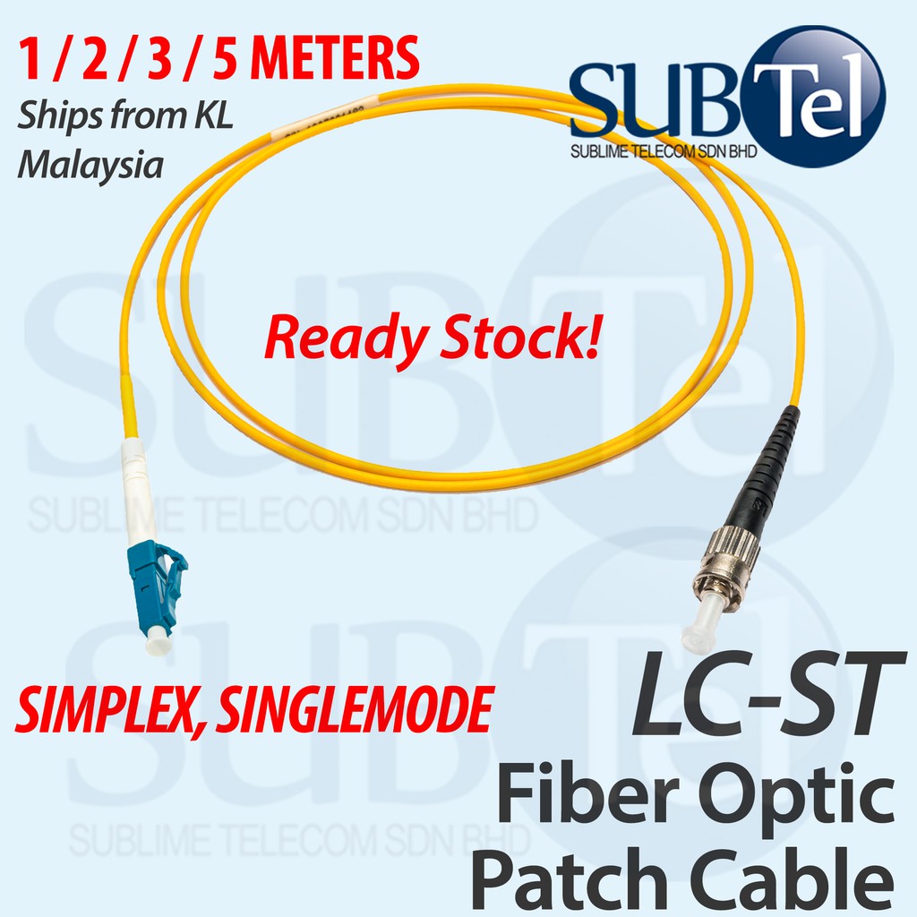 Lc St Single Mode Simplex Fiber Optic Patch Cord Cable 9 125 Sm Smf Singlemode Lan Jumper Upc 10g Gigabit Lc St Lc To St Shopee Singapore
