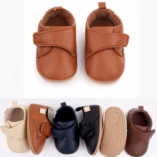 Korean Baby Casual Rubber Sole Baby Shoes PU Leather Velcro Toddler Shoes
