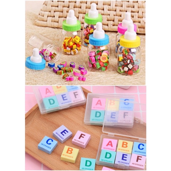 Mini Eraser Milk Bottle Eraser Alphabets ABCDEF Erasers Shopee Singapore