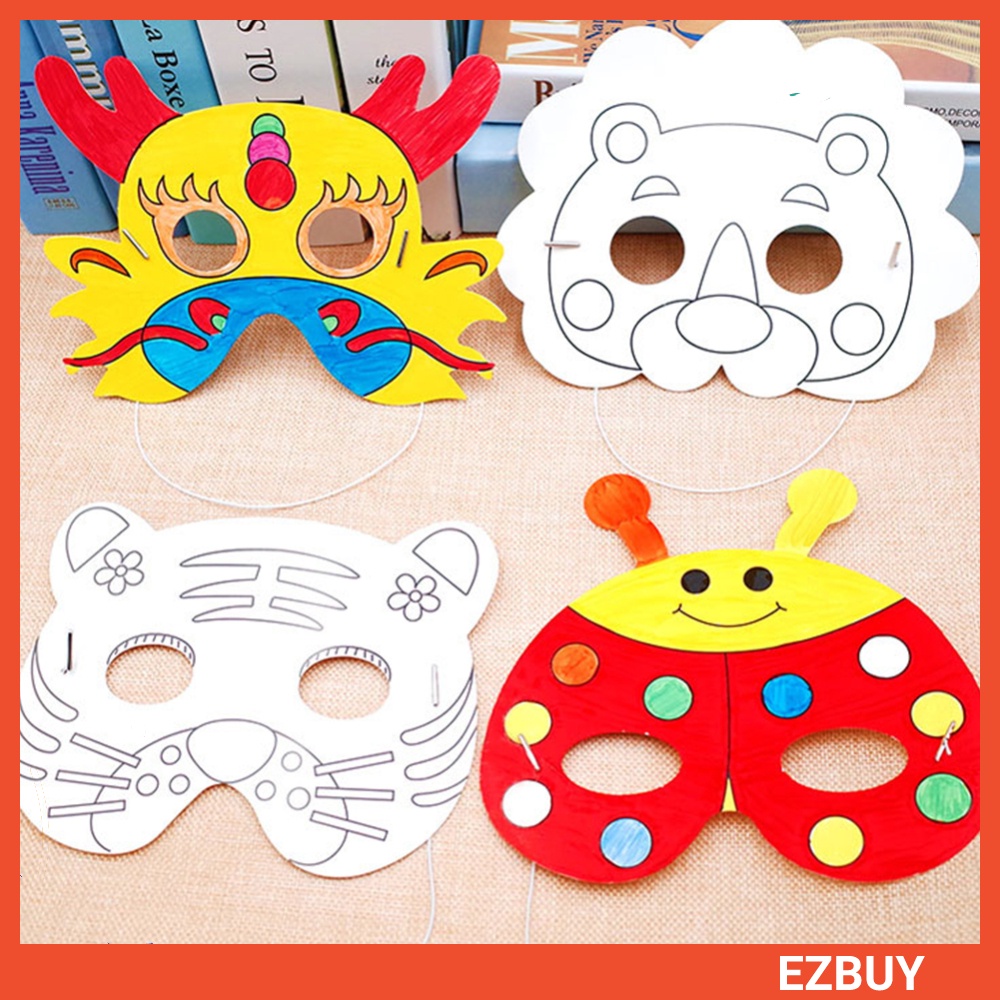 EY] Cartoon Animal Paper Painting Mask Graffiti DIY Art Crafts Kindergarten  Kids Toy | Shopee Singapore