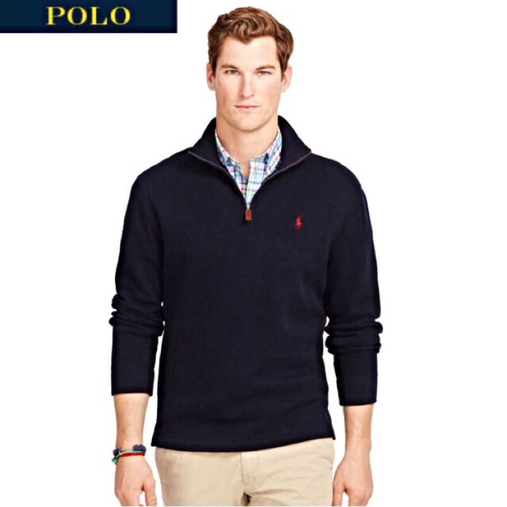 polo ralph lauren men's half zip french rib cotton sweater
