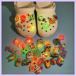 Cartoon Animal Jibits croc Charm Anime jibits with LED Light Shoe Charms Jibitz Pin for Men Hole Shoes Accessories Decoration