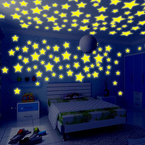 100 Pcs Home Glow In The Dark Stars Ceiling Wall Stickers Baby