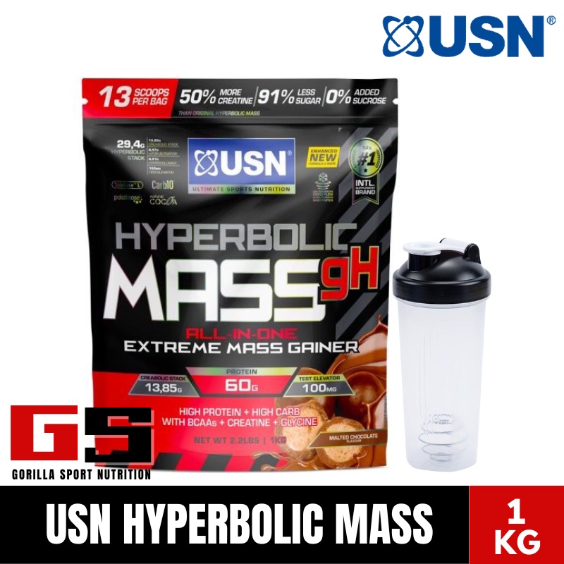 Usn Hyperbolic Mass Gainer 1kg Gh Extreme Weight Gainer Protein Halal Mass Naik Berat Mass 1kg