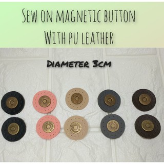 Image of Sew on magnetic button buckle bag diy with PU leather