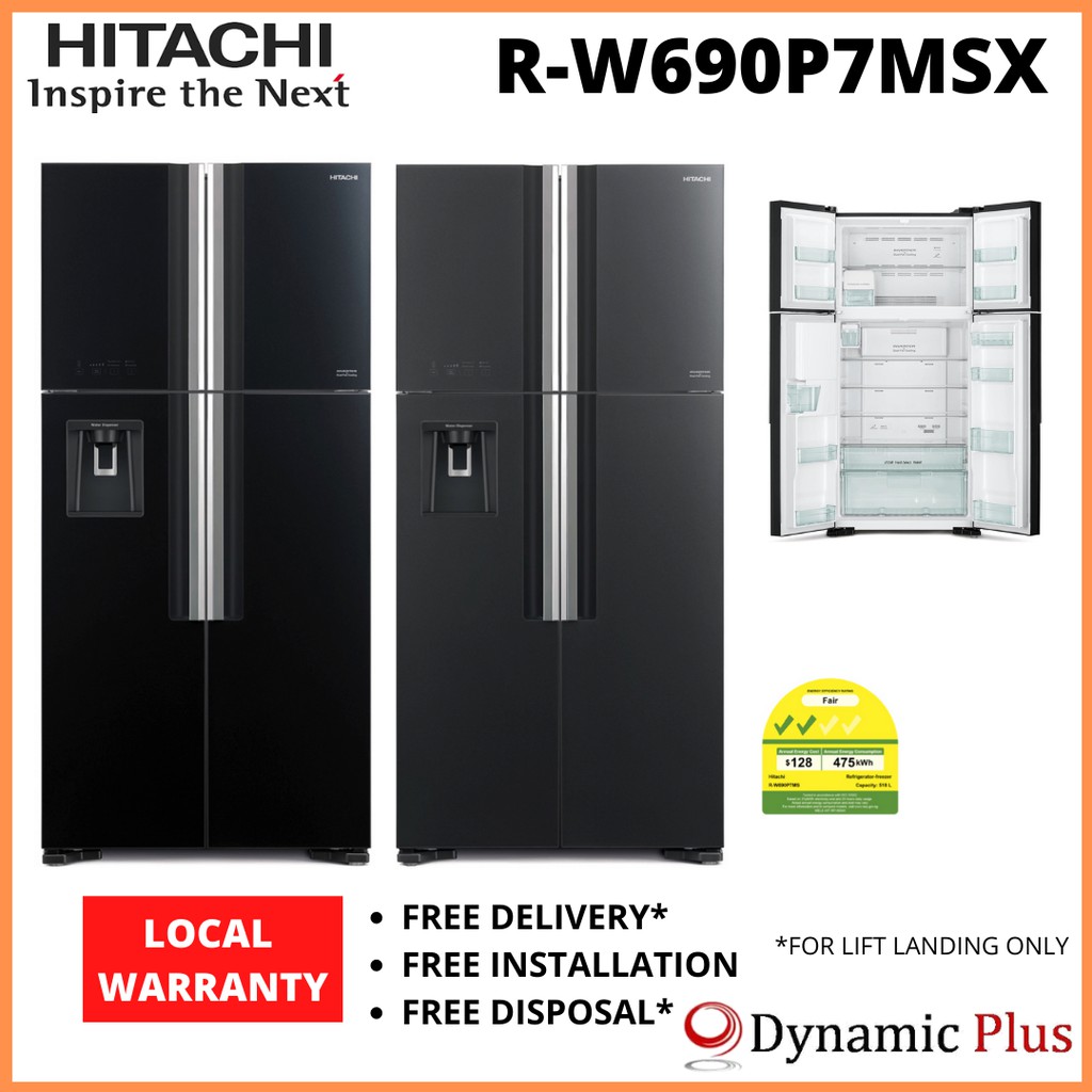 Hitachi RW690P7MSX Big French 4 door Fridge 531L FREE VACCUM CLEANER