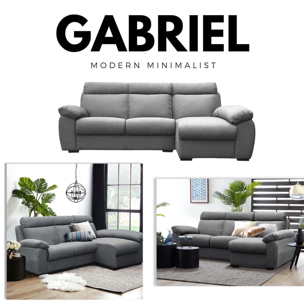 [TECK SENG] Gabriel 8ft Stylist L Shape Sofa / Water Repellent Fabric ...