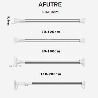 Afutre Adjustable Rod Extendable Pole Stainless Steel Curtain Towel Hanging Pole Laundry Rack Punch-Free Curtain Rod Clothes Hanger Tension Rod Bathroom Rail Multi-Purpose Heavy Duty Rod Telescopic Doorcurtain Rod Tower Rod Rail Clothes Dryer Clothes Rod