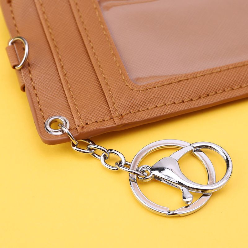 BSTPortable Leather Business ID Card Credit Badge Holder Coin Purse Wallet Keychain