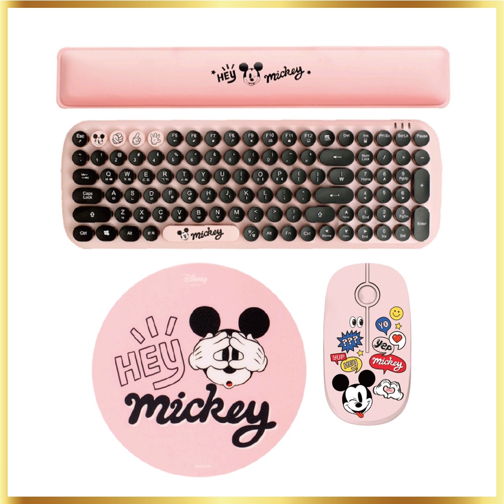 ROYCHE Mickey Mouse Retro Wireless Keyboard & Mouse Set Shopee Singapore