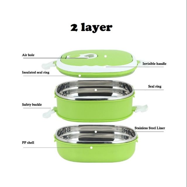 Used Food Heat Resistant 2layer Lunchbox Stainless Steel Tank Hot Item Heat Resistant Food Containers Shopee Singapore