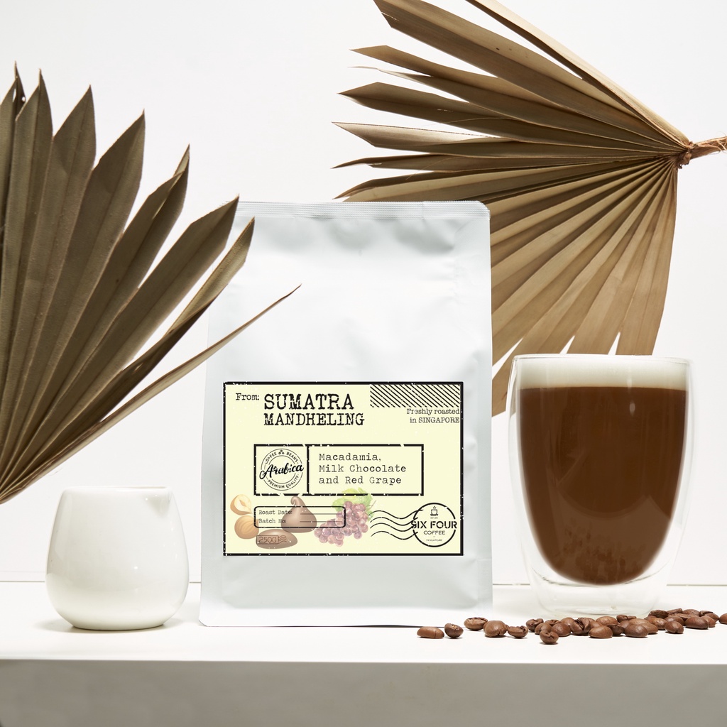 Fresh Roasted Coffee Beans, Single Origin, Sumatra Mandheling, 250g, By Six Four [FREE DELIVERY FOR $18 AND ABOVE]
