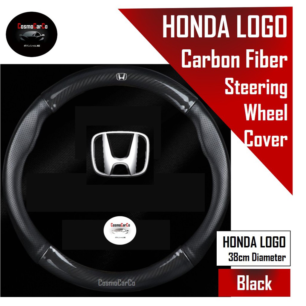🔥SG SELLER🔥 Honda Steering Wheel Cover Carbon Fiber Leather Fit Jazz
