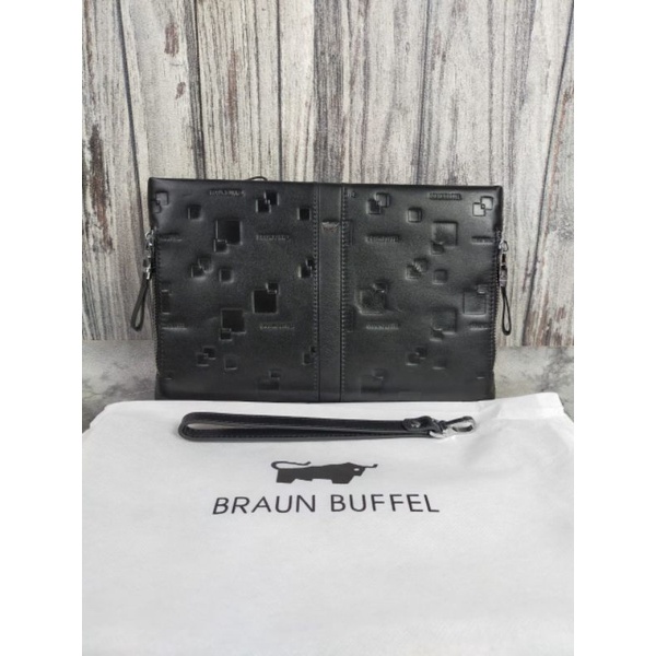 Grandwish clutch bag men Braun Buffel leather embos mirror handbags