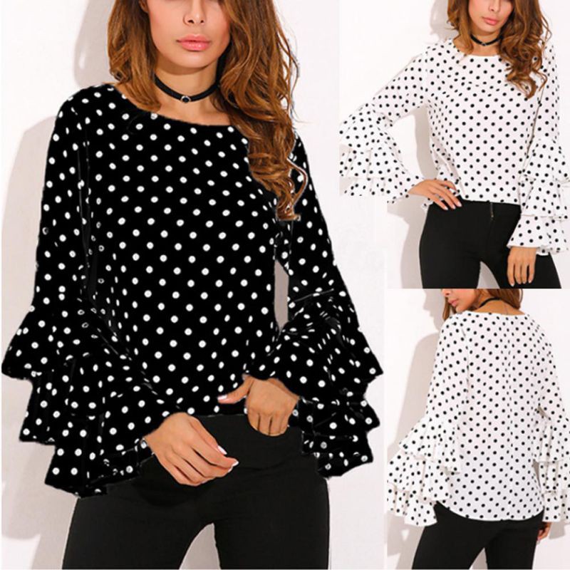 women's plus size polka dot tops