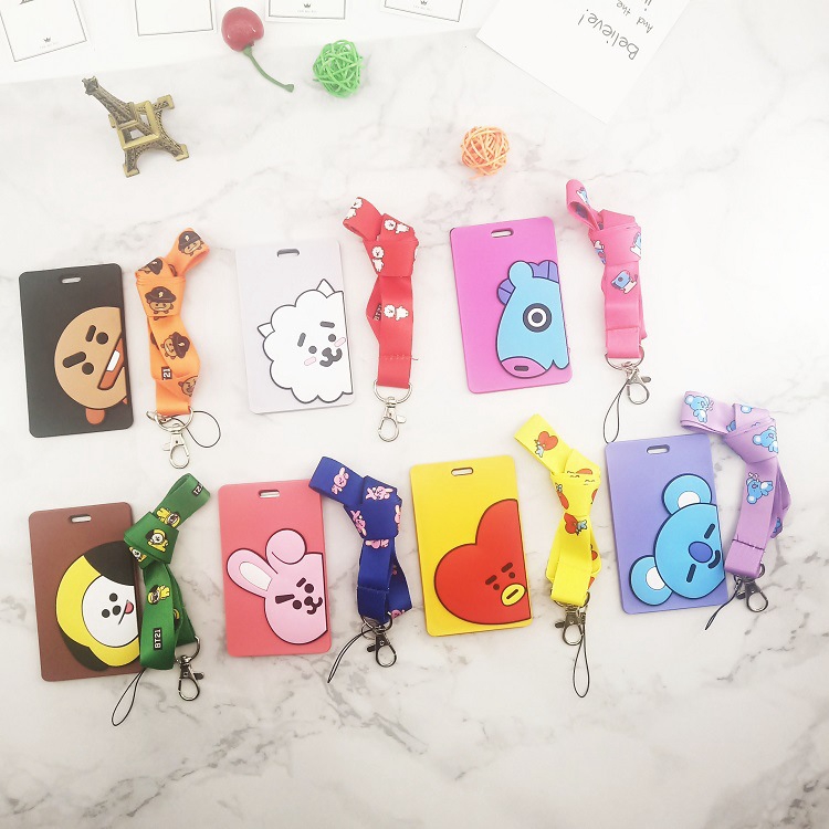 TATA BT21 holder card lanyard card cartoon silicone holder COOKY ...