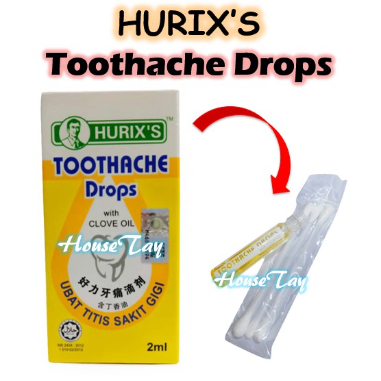 Shop Malaysia Hurix S Toothache Drops With Clove Oil 2ml å¥½åŠ›ç‰™ç—›æ»´å‰‚ Ubat Titis Sakit Gigi Shopee Singapore
