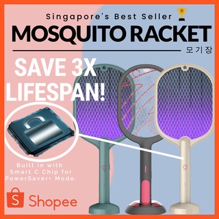 🔥SG READY STOCK🔥 Electric Mosquito Racket Fly Swatter Killer Racquet Dual-Mode USB Rechargable