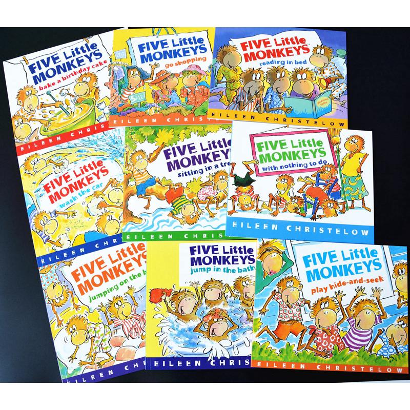 Download 9 Books/set The Five Little Monkeys English Coloring Story Picture Book Children Kids Early ...