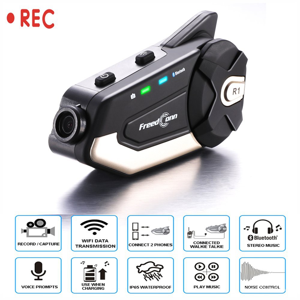 Motorcycle helmet Bluetooth Headset Camera 1080P HD Wireless WiFi Bluetooth 4.1 FREEDCONN App