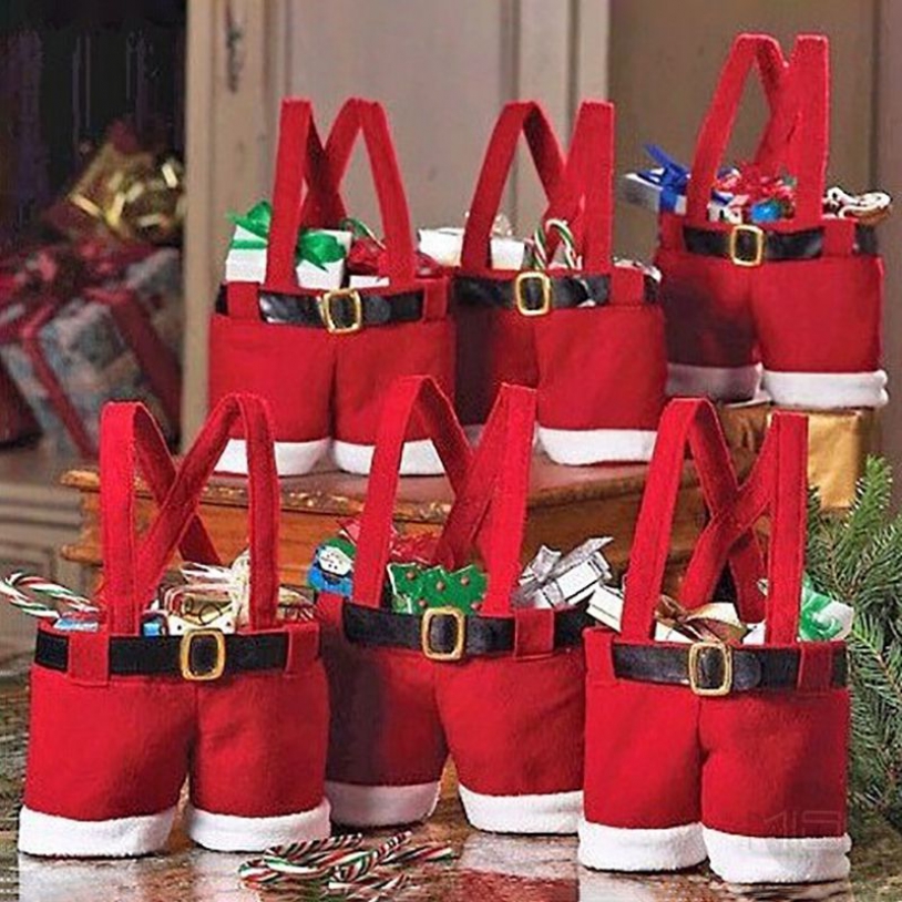 Christmas Santa Claus Pants Candy Gift Wine Bag Handbag Xmas Decor Ornaments Hot