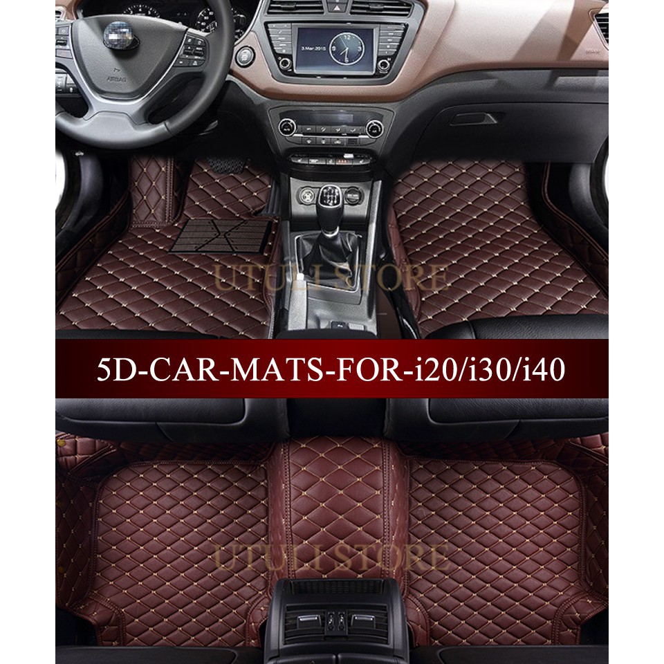 5d Leather Car Floor Mats Carpet For Hyundai I20 I30 I40 Shopee