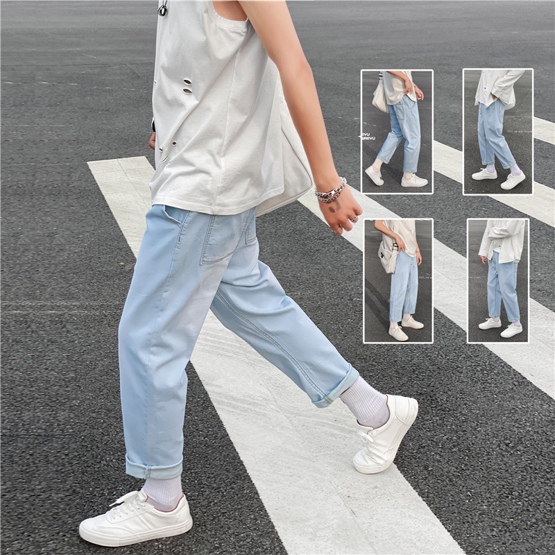 Nine Jeans Men Tide Loose Thin Straight Pants Male Wild Trend Korean Nk Shopee Singapore