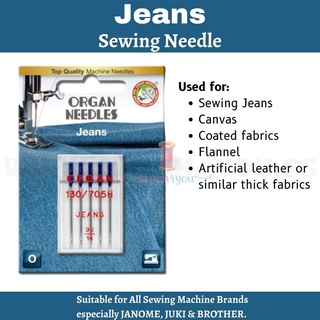 (Home Use)Organ Jeans Needles Home Sewing Machine, slim ballpoint for denim/canvas