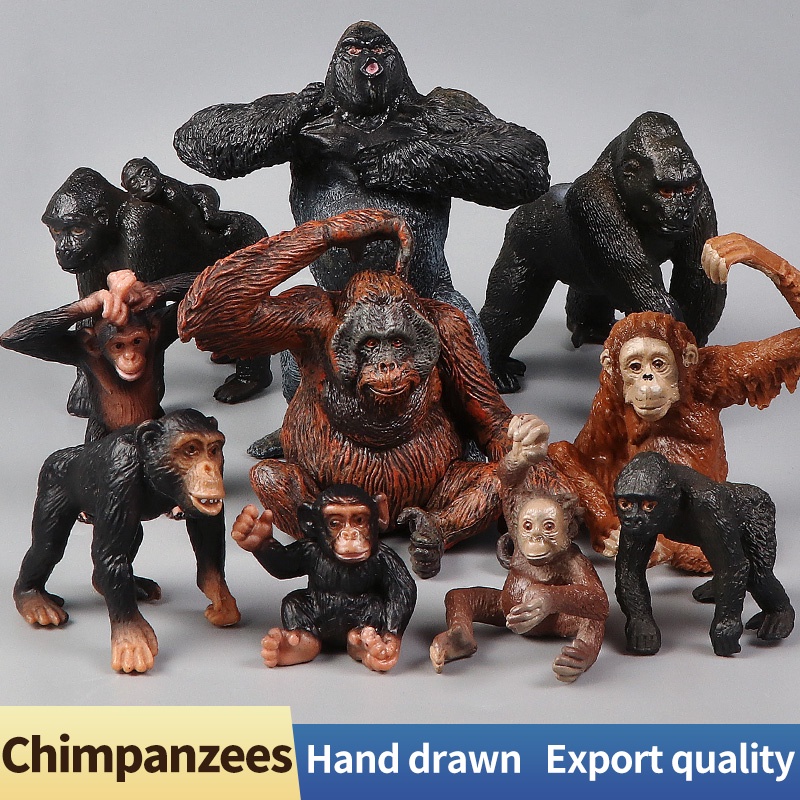 New Wildlife World Solid Simulation Animal Orangutan King Kong Gorilla Set  Animals Model Action Figures Educational | Shopee Singapore