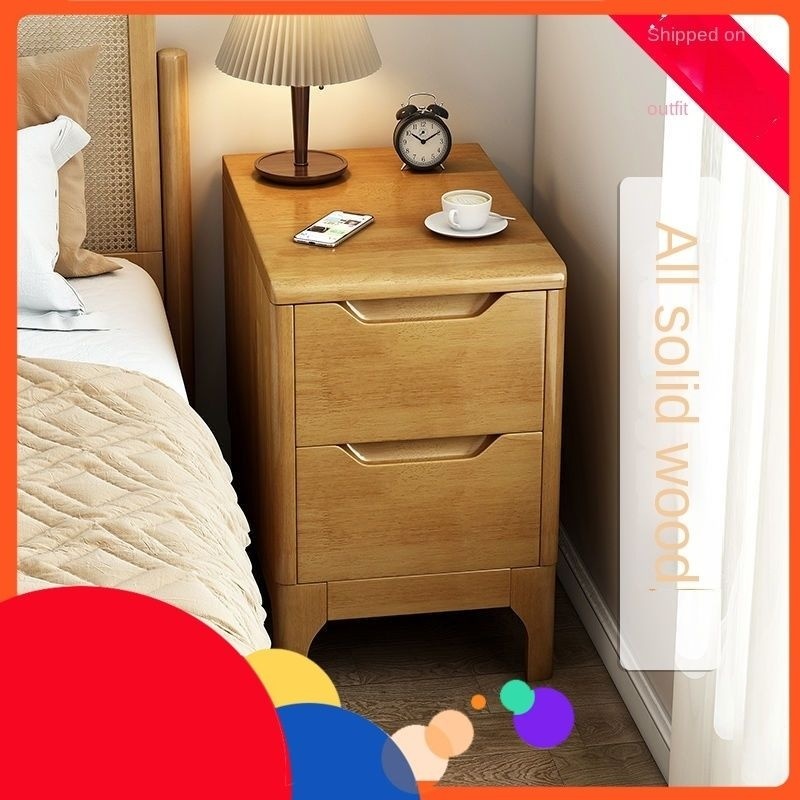 Bedside Table Solid Wood With Drawer Modern Mini Storage Cabinet Ultra ...