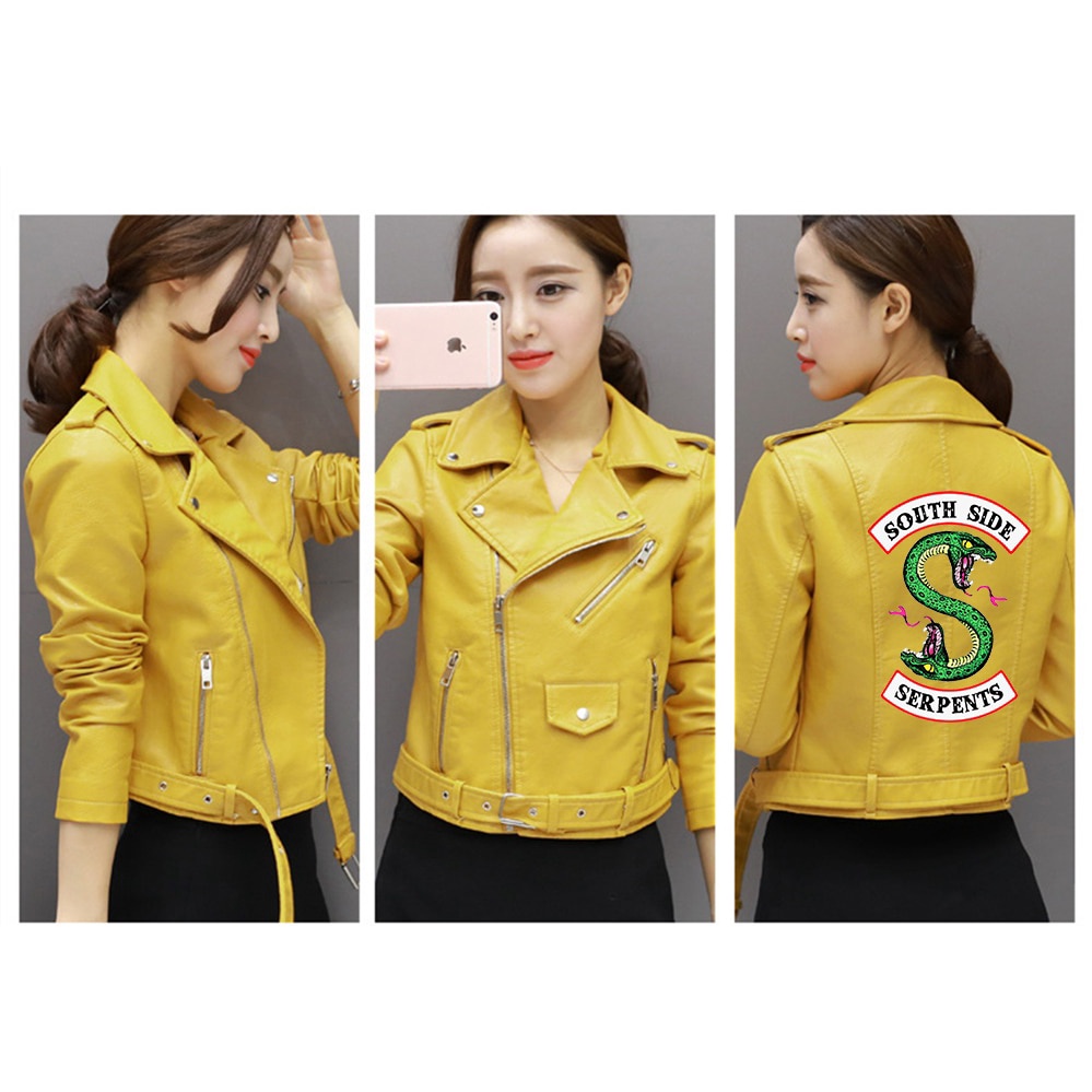 Image of 2019 Riverdale Leather Jacket Women Fashion PU Motorcycle Jackets Southside Serpents Artificial Short Leather Motorcycle Coats #5