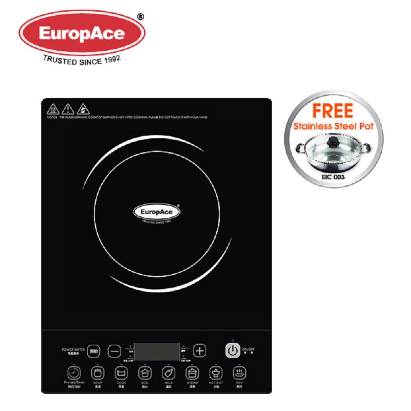 EuropAce Electric 2100W Induction Cooker Free Stainless Steel Pot EIC