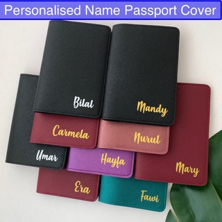 Personalised Name Passport Holder Cover travel gift with Calligraphy Font