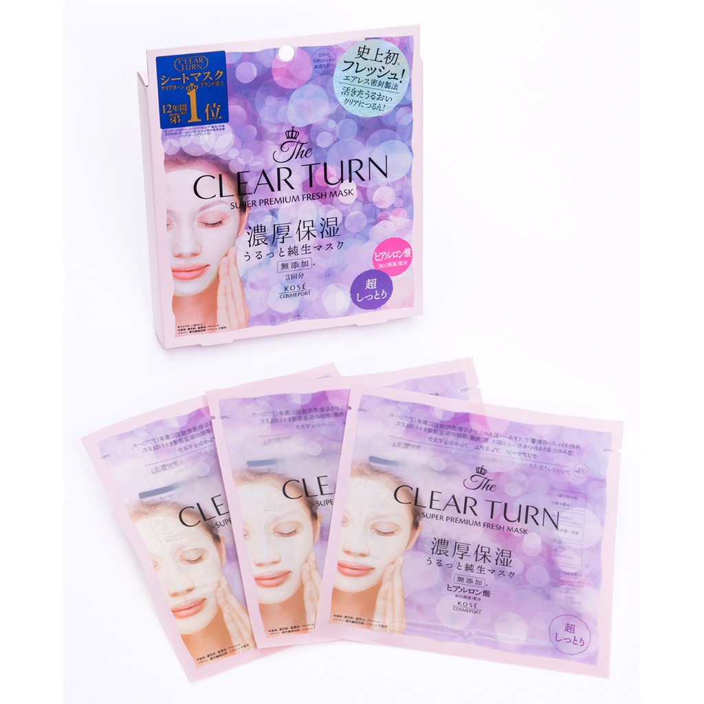 Clear Turn Premium Fresh Mask (Super Moisturizing) 3 sheets Facial  Moisturizing Mask Beauty Mask (4971710393750) | Shopee Singapore