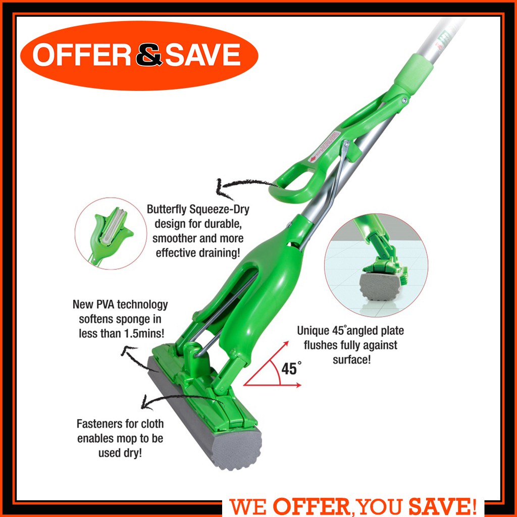 3M Scotch Brite Quick Dry PVA Butterfly Sponge Mop W3 Shopee Singapore