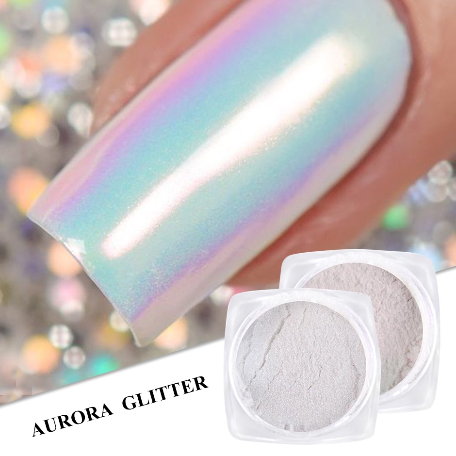 7 colors Aurora Glitter Powder Nail Art Shimmer Mirror Pearl Shell Chrome  Pigment Gel Polish Rubbing Dust Accessories | Shopee Singapore