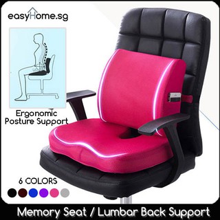 Easyhome.sg Memory Seat Cushion / Lumbar Back Support Ergonomic Office Chair Pillow Posture correction Car seat