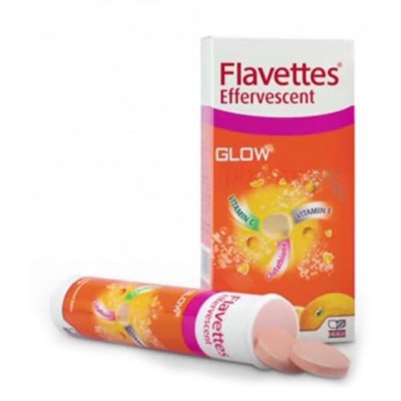 Flavettes Effervescent Tablets GLOW (Orange) Vitamin C, Vitamin E, Glutathione 30’s