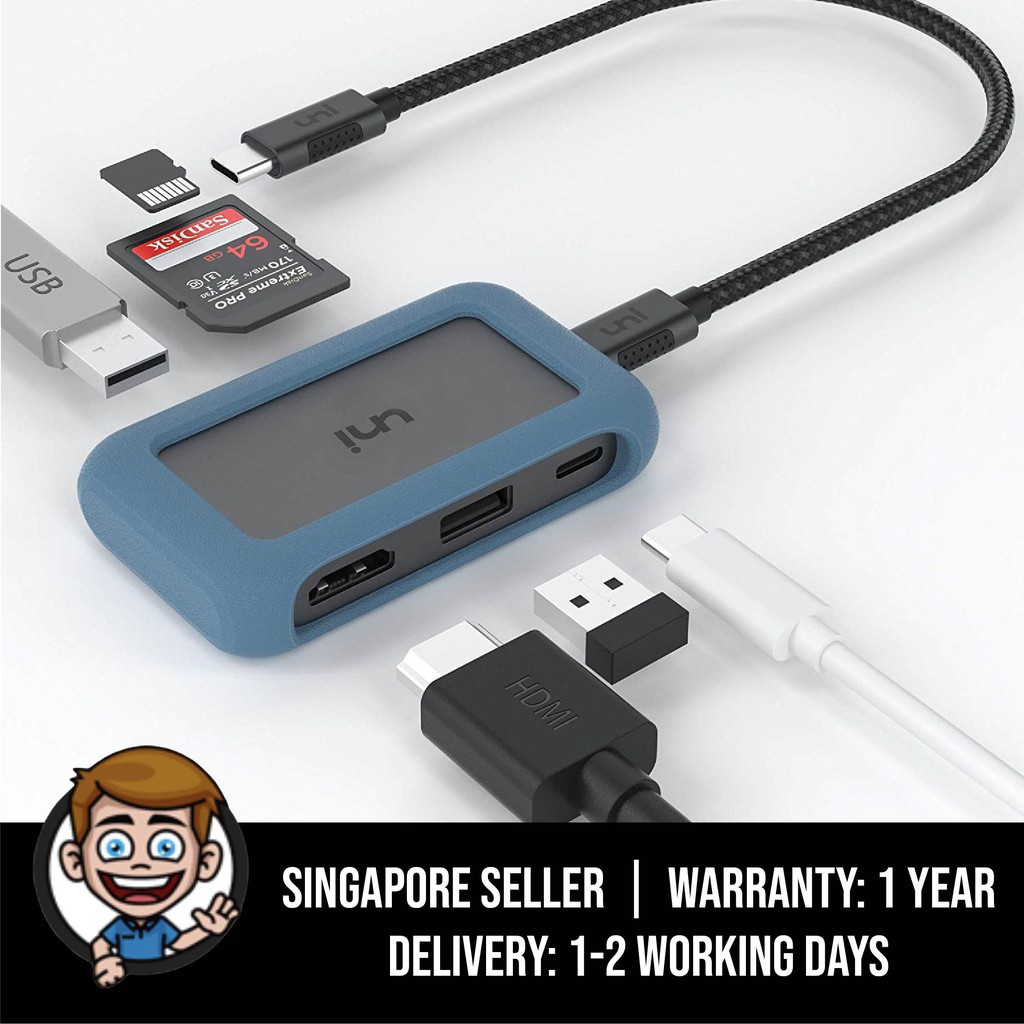 uni USB C Hub HDMI Adapter, 6in1 USB Type C hub w/USB C to HDMI