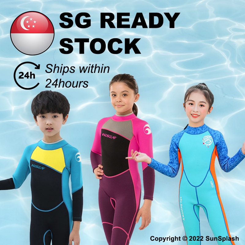 DIVE & SAIL Kids Boys Girls 2.5mm Neoprene Wetsuit Thermal One Piece Swimsuit UV Protection Rash Guard 