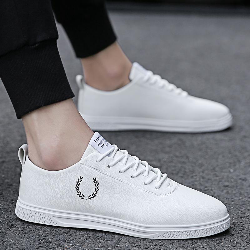 white casual leather shoes