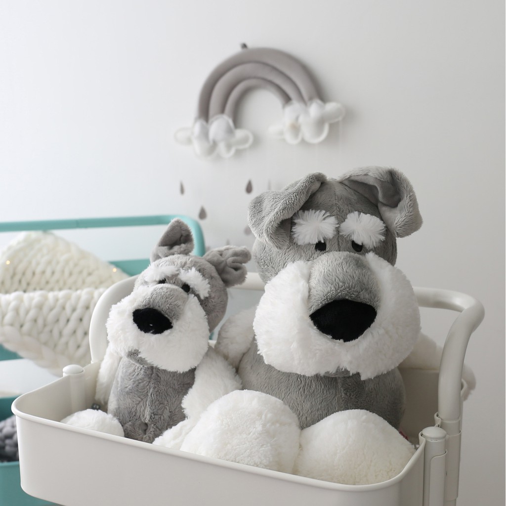Nordic Gray Dog Long Hair Schnauzer Plush Doll Doll Boy