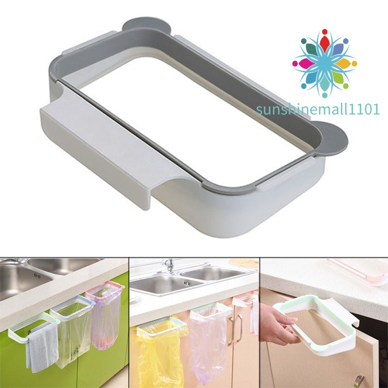 Cupboard Door Back Trash Rack Storage Garbage Bag Holder Cabinet