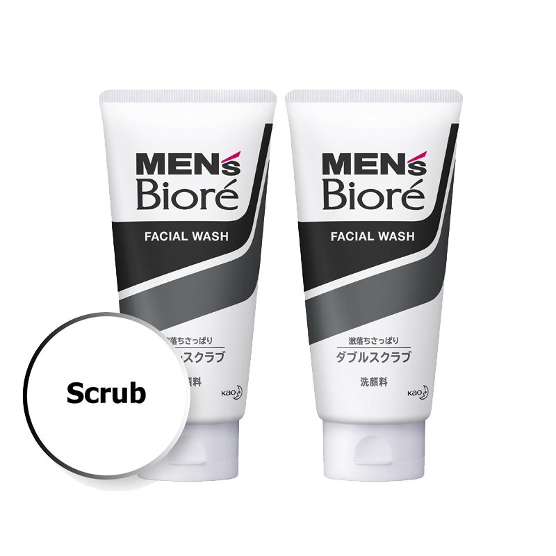 Men's Biore Black and White Double Scrub Facial Wash 130g (Set of 2