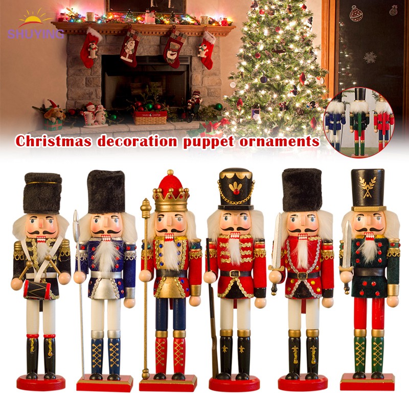 2 Styles Soldier UK-Gardens Traditional 25cm Wooden Christmas Nutcracker King and Soldier Christmas Decorations